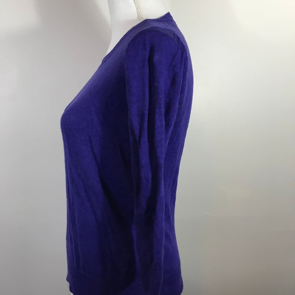 J Crew Purple 3/4 Sleeve Knit Linen Top T Shirt - Picture 3 of 5